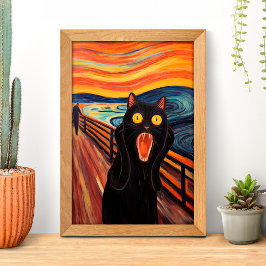 Lustiger schwarzer Katzenschrei inspirierter Poste Poster