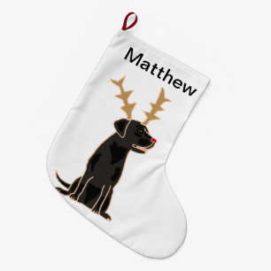 Lustiger schwarzer Labrador mit Großer Weihnachtsstrumpf