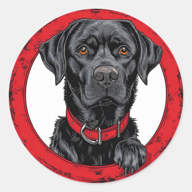 Lustiger schwarzer Labrador Runder Aufkleber (Vorderseite)