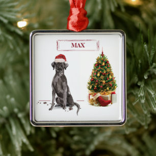 Lustiger schwarzer Labrador Weihnachtshund und -ba Ornament Aus Metall