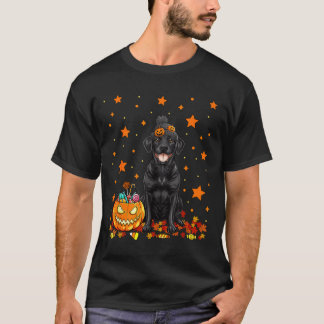 Lustiger schwarzer Labradorhund und Kürbisbonbon T-Shirt