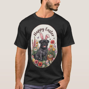 Lustiger schwarzer Pug Frohe Ostern Ei Hase Mama P T-Shirt