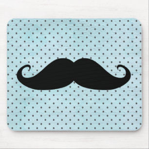 Lustiger schwarzer Schnurrbart auf türkisblauen Tu Mousepad