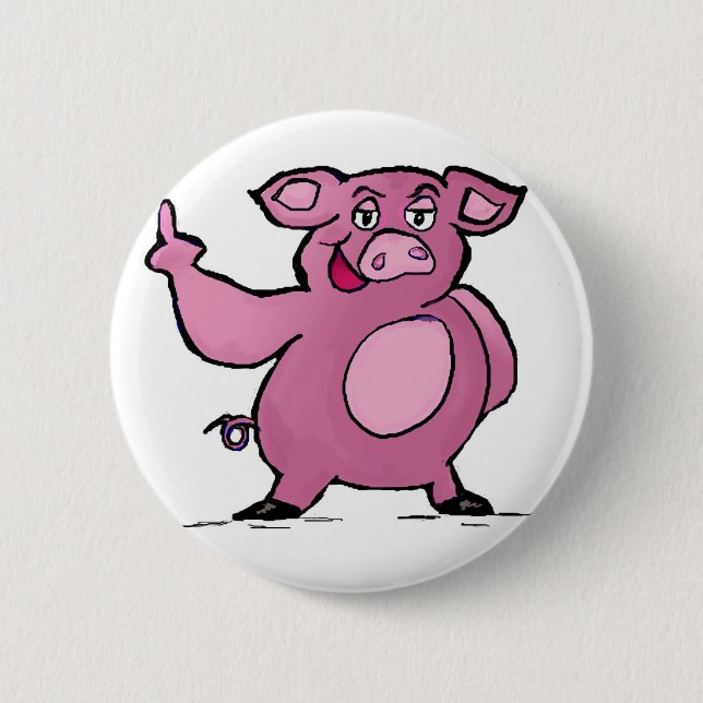 Lustiger Schwein-Mittelfinger-Knopf Button (Vorderseite)