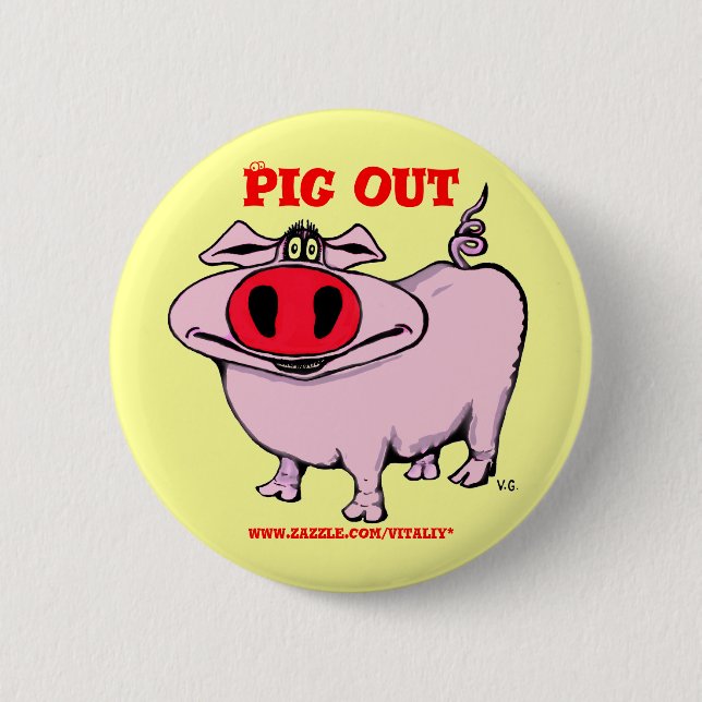 Lustiger Schweinknopf Button (Vorderseite)
