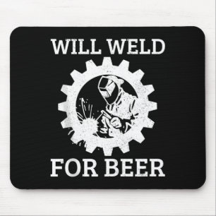 Lustiger Schweißer wird für Bier schweißen Schweiß Mousepad