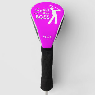 Lustiger SCHWINGEN SIE WIE EIN BOSS Pinkes Monogra Golf Headcover