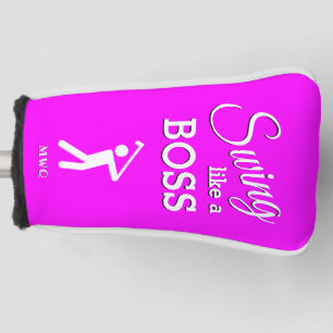 Lustiger SCHWINGEN SIE WIE EIN BOSS Pinkes Monogra Golf Headcover