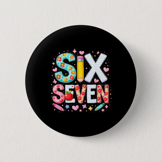 Lustiger Sechs Sieben 6 7 Lehrer Meme Mathe Clroom Button (Vorderseite)
