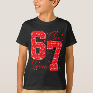 Lustiger Sechs Sieben 6 7 Meme Herzen Cupid Valent T-Shirt
