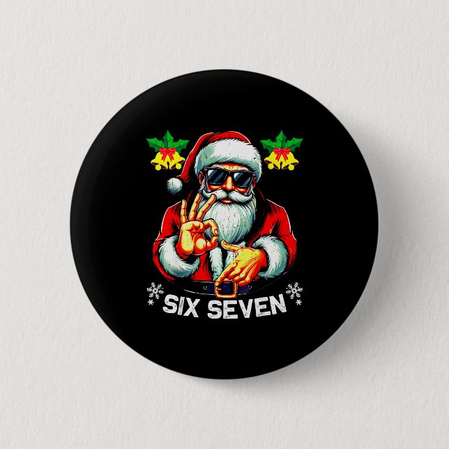 Lustiger Sechs Sieben Meme Frohe Weihnachten 2026  Button (Vorderseite)