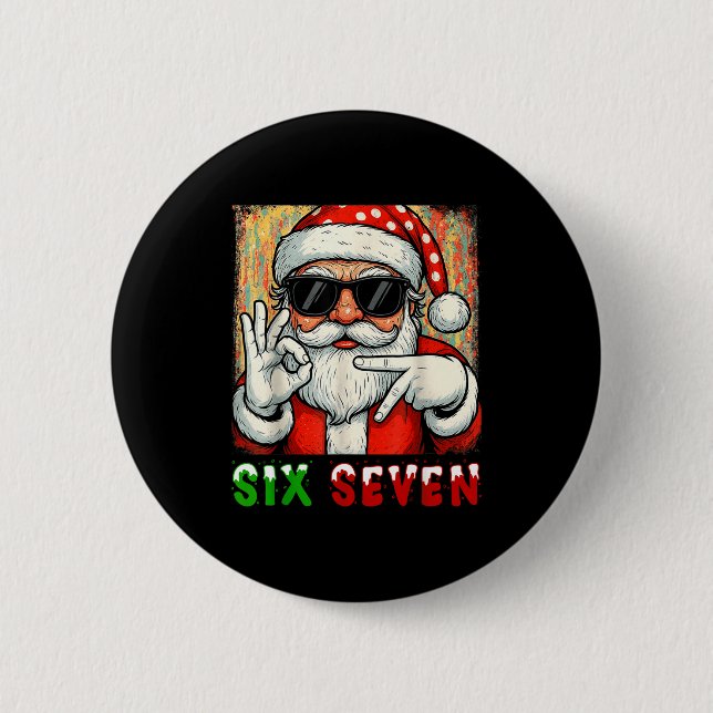 Lustiger Sechs Sieben Meme Weihnachten Cooler Sant Button (Vorderseite)