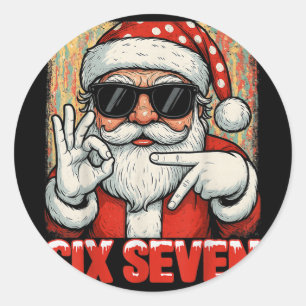 Lustiger Sechs Sieben Meme Weihnachten Cooler Sant Runder Aufkleber