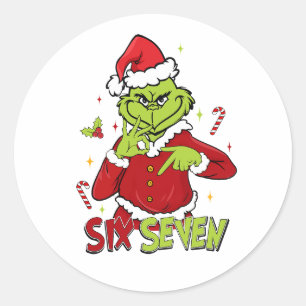 Lustiger Sechs Sieben Meme Weihnachten Viral 6 7 Runder Aufkleber