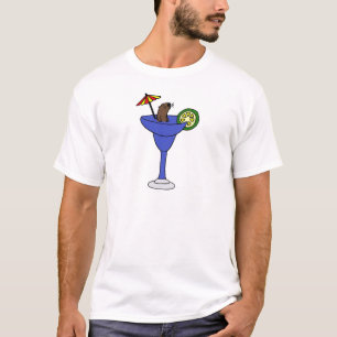 Lustiger Seeotter in blauem Margarita-Getränk T-Shirt