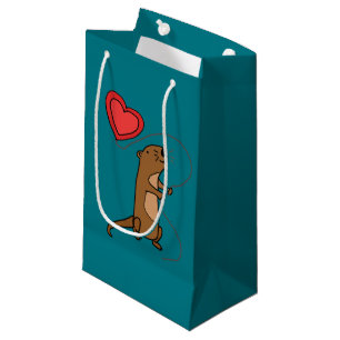 Lustiger Seeotter mit Liebe-Ballon-Cartoon Kleine Geschenktüte
