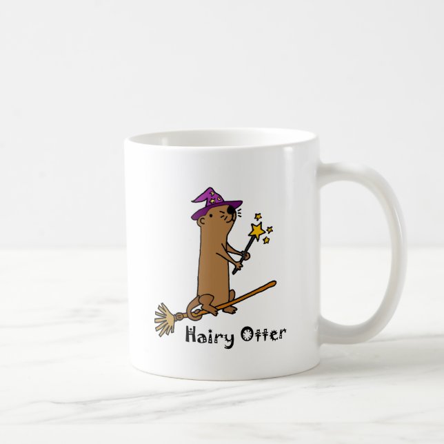 Lustiger Seeotter-Zauberer-Cartoon Kaffeetasse (Rechts)