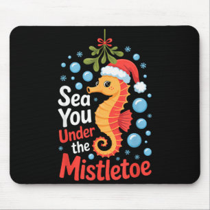 Lustiger Seepferdchen-Weihnachts-Seepferd-Santa-Hu Mousepad