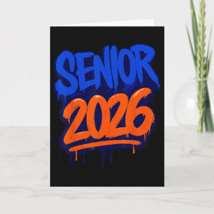 Lustiger Senior 2026 Orange und Blau Abschluss Dri Karte