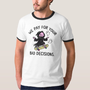 Lustiger Sensenmann beim Skateboardfahren schlecht T-Shirt