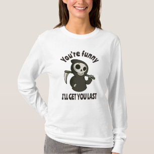 Lustiger Sensenmann-Skelett-Halloween-Kostüm T-Shirt
