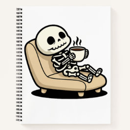 Lustiger Sensenmann trinkt Kaffee | "Tot von Innen Notizbuch