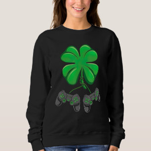 Lustiger Shamrock-Gamer Irischer Spielcontroller S Sweatshirt