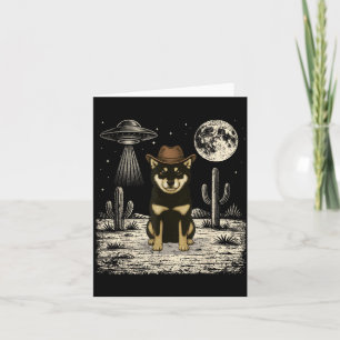 Lustiger Shiba Inu Cowboy Western Hund Ufo Karte
