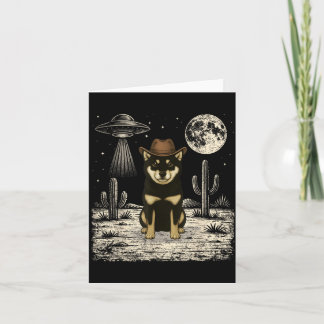 Lustiger Shiba Inu Cowboy Western Hund Ufo Karte