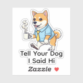 Lustiger Shiba Inu Hund Geschäftsanzug Kaffee Aufkleber