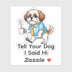 Lustiger Shih Tzu Hund Geschäftsanzug Kaffee Aufkleber