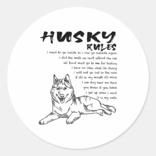 Lustiger Siberian Husky Hund Handgezeichnete Kunst Runder Aufkleber