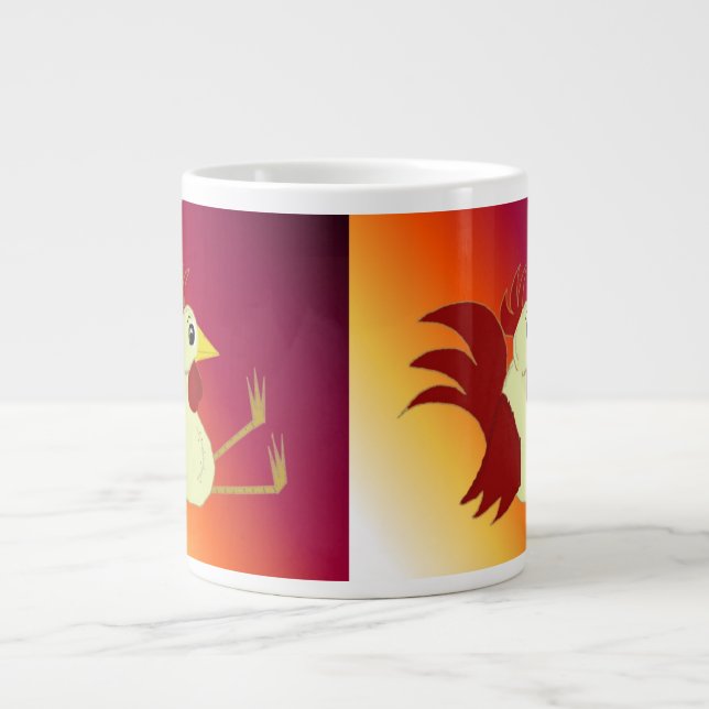 Lustiger sitzender Hahn Jumbo-Tasse (Vorderseite)