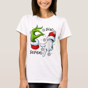 Lustiger Six Seven 67 Meme 6 7 Weihnachtself Hand T-Shirt
