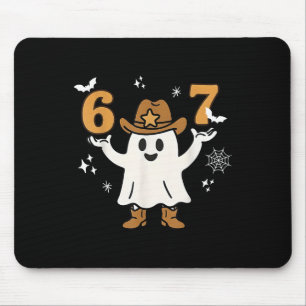 Lustiger Six Seven 6 7 Meme Cowboy Geist Halloween Mousepad