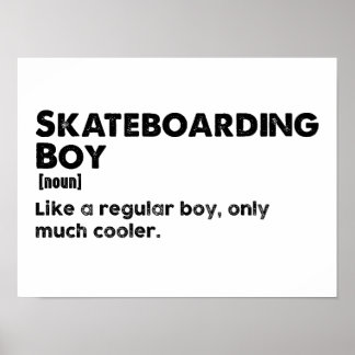 Lustiger Skateboard fahrender Junge Definition Ska Poster