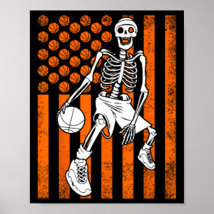 Lustiger Skelett-Basketballspieler USA Amerikanisc Poster