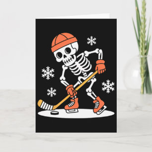 Lustiger Skelett-Eishockey-Halloween (1) Karte