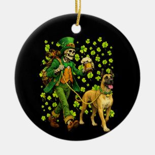 Lustiger Skelett gehender Great Dane Gothic-Hundef Keramik Ornament