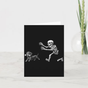 Lustiger Skelett jagt Dachshund Hund Halloween Karte