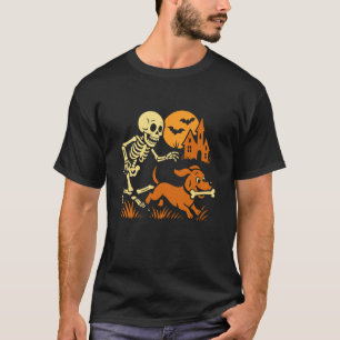 Lustiger Skelett jagt Dachshund Hund Lustiger Hall T-Shirt
