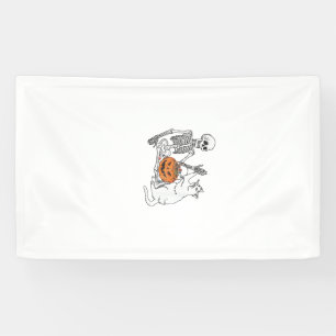 Lustiger Skelett Katzenliebhaber Halloween-Kostüm Banner