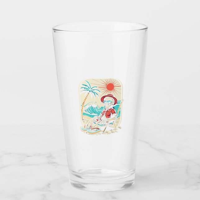 Lustiger Skelett-Sommer Glas (Vorderseite)