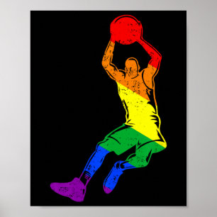 Lustiger Skelett-Spieler Regenbogenflagge Schwul L Poster