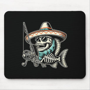 Lustiger Skelettfisch-Sombrero-Angler-Crew-Geschen Mousepad