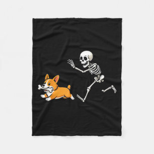 Lustiger Skelettjäger Corgi Halloween Hundemutter  Fleecedecke