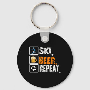 Lustiger Ski-Bier-Wiederholung-Skifahren und Skifa Schlüsselanhänger