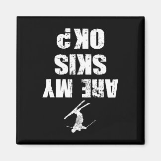 Lustiger Ski-T-Shirt abgenutzt Skifahren Winterspo Magnet