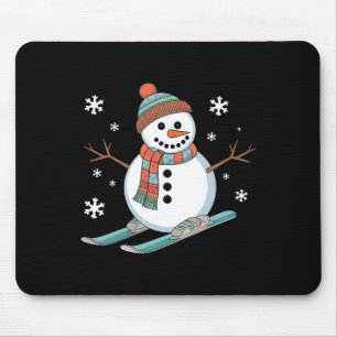 Lustiger Skifahrender Schneemann Skifahrer Schnee Mousepad