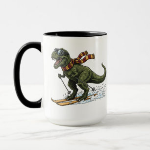 Lustiger Skifahrender T-Rex Tasse